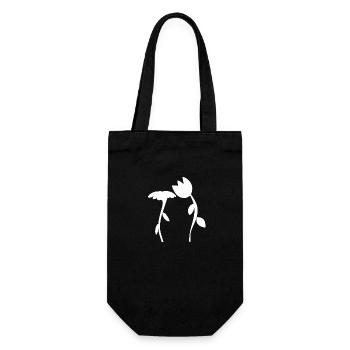 Flower Symbol Blossom Plant Shape Two Flowers - Gift Bag for Bottles - black - Front