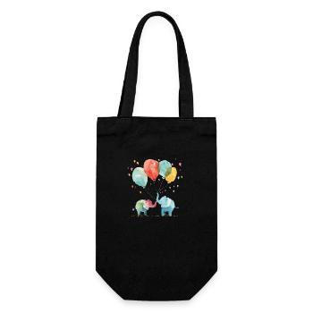 Two elephants with colorful balloons - Gift Bag for Bottles - black - Front
