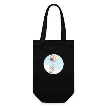 Elephant with Colorful Balloons as a Lucky Charm - Gift Bag for Bottles - black - Front