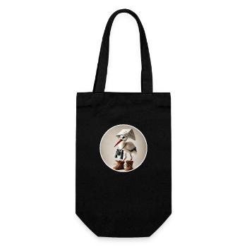 Cigogne avec jumelles - Sac à bouteille - noir - Devant