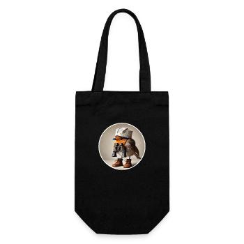 Rotkehlchen mit Zeitungshut und Fernglas - Geschenkbeutel für Flaschen - Schwarz - Vorne
