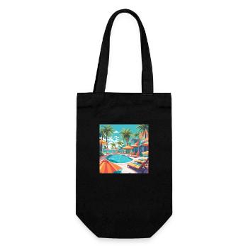 Pool Sommer Urlaub Palmen - Geschenkbeutel für Flaschen - Schwarz - Vorne