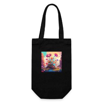 Flowers 3 - Geschenkbeutel für Flaschen - Schwarz - Vorne
