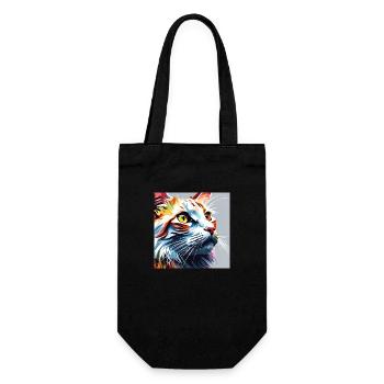 Katze weissrot - Geschenkbeutel für Flaschen - Schwarz - Vorne