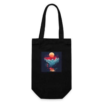 Moonlight and Nature At Night Mountains Forest - Gift Bag for Bottles - black - Front