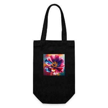 Blume - Geschenkbeutel für Flaschen - Schwarz - Vorne