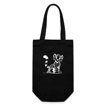 Small Leopard Sketch with Big Eyes - Gift Bag for Bottles - black - Front