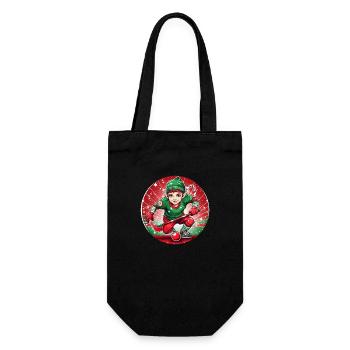 Weihnachtself Feldhockey - Geschenkbeutel für Flaschen - Schwarz - Vorne