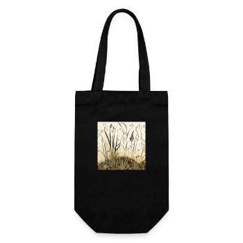 Wildblumenwiese - Geschenkbeutel für Flaschen - Schwarz - Vorne