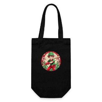 Weihnachtself-baseball - Geschenkbeutel für Flaschen - Schwarz - Vorne