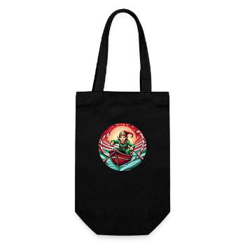 Weihnachtself-rudern - Geschenkbeutel für Flaschen - Schwarz - Vorne