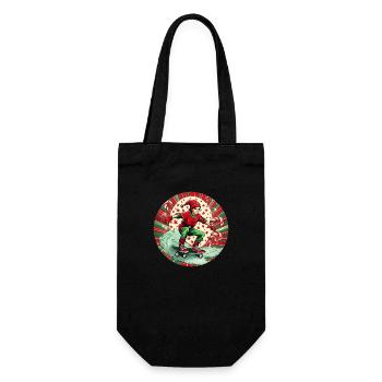 Weihnachtself Skateboarding - Geschenkbeutel für Flaschen - Schwarz - Vorne