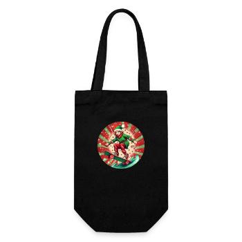 Weihnachtself Skateboarding - Geschenkbeutel für Flaschen - Schwarz - Vorne