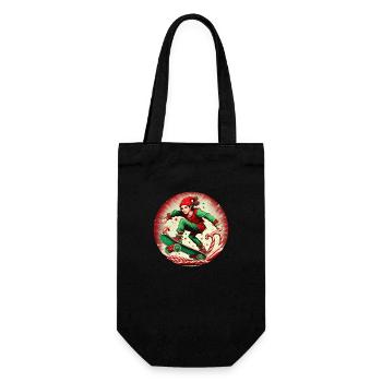 Weihnachtself Skateboarding - Geschenkbeutel für Flaschen - Schwarz - Vorne
