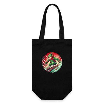 Weihnachtself Skifahren - Geschenkbeutel für Flaschen - Schwarz - Vorne