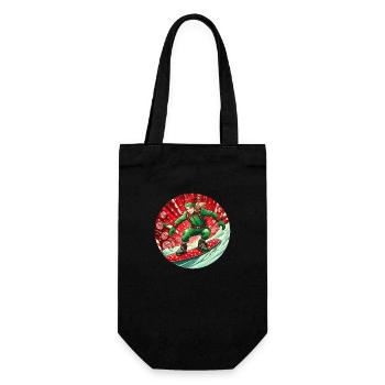Weihnachtself Snowboarden - Geschenkbeutel für Flaschen - Schwarz - Vorne
