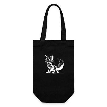Smiling cunning fox stroke Drawing - Gift Bag for Bottles - black - Front