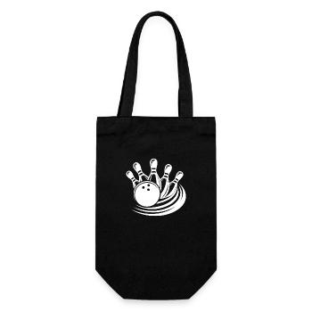 Krasse Bowlingkugel räumt Pins von Bowlingbahn - Geschenkbeutel für Flaschen - Schwarz - Vorne
