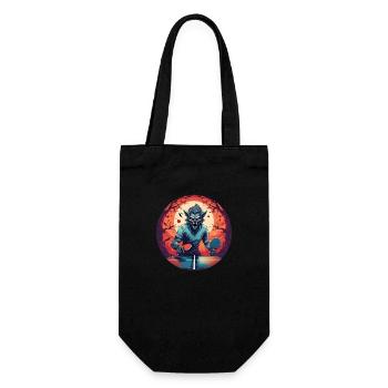 Spooky Halloween Party Costume Werewolf Ping Pong - Gift Bag for Bottles - black - Front