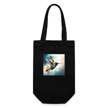 Kolibri farbig - Geschenkbeutel für Flaschen - Schwarz - Vorne