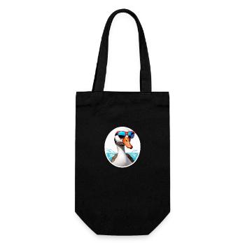 Coole Ente mit Sonnenbrille - Geschenkbeutel für Flaschen - Schwarz - Vorne