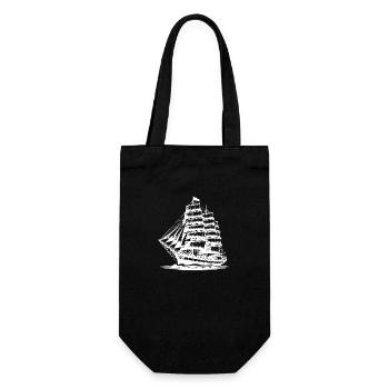 Vieux voilier dans les vagues avec voiles fixes - Sac à bouteille - noir - Devant