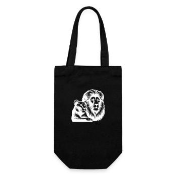 Portrait de style tête de lion et de lionne - Sac à bouteille - noir - Devant