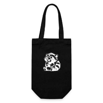 Funny raccoon as a coffee junkie with mug - Gift Bag for Bottles - black - Front