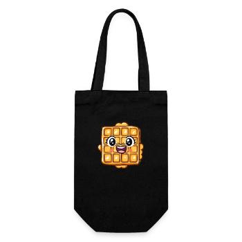 Niedlicher Kawaii-Waffel mit fröhlichem Gesicht - Geschenkbeutel für Flaschen - Schwarz - Vorne