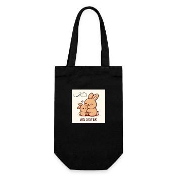 Big Sister Hase - Geschenkbeutel für Flaschen - Schwarz - Vorne