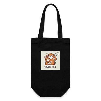 Big Brother-Großer Bruder Hase - Geschenkbeutel für Flaschen - Schwarz - Vorne