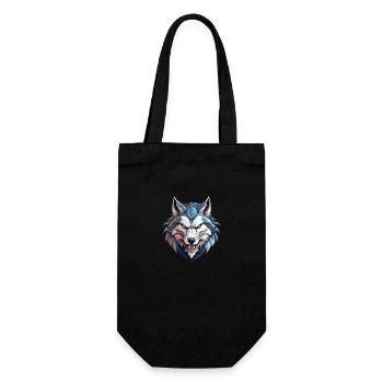 Wildes wütendes Tier Wolf Husky Maskottchen cool - Geschenkbeutel für Flaschen - Schwarz - Vorne
