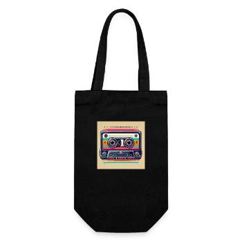 Retro Kassette - Geschenkbeutel für Flaschen - Schwarz - Vorne