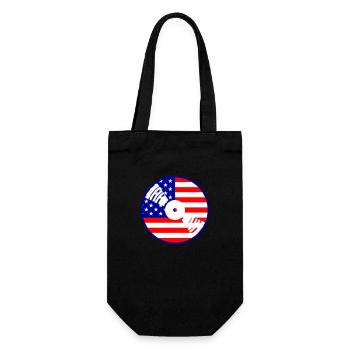 Schallplatte USA Flagge Amerika Party Club Musik - Geschenkbeutel für Flaschen - Schwarz - Vorne