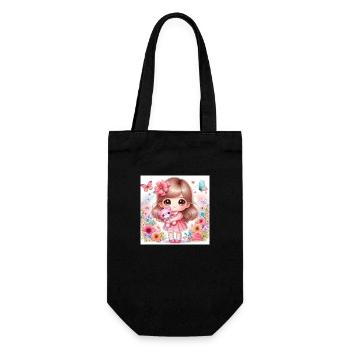 Petite poupée avec un nounours - Sac à bouteille - noir - Devant