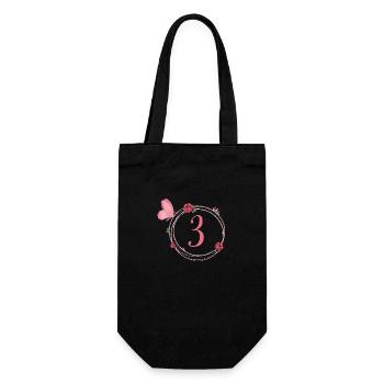 3e anniversaire papillon et fleurs fillettes - Sac à bouteille - noir - Devant
