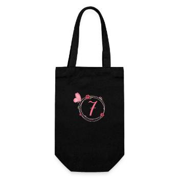 7e anniversaire papillon et fleurs fillettes - Sac à bouteille - noir - Devant