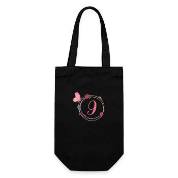 9e anniversaire papillon et fleurs fillettes - Sac à bouteille - noir - Devant