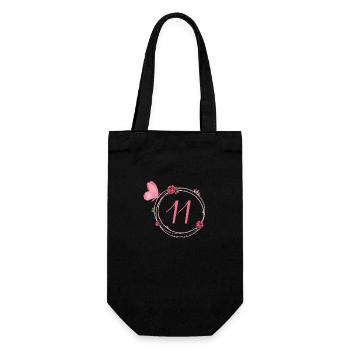 11th Birthday Butterfly and Flower Girls - Gift Bag for Bottles - black - Front
