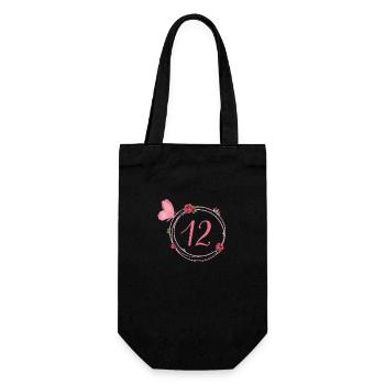 12e anniversaire papillon et fleurs fillettes - Sac à bouteille - noir - Devant