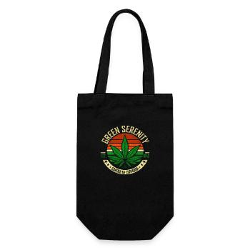 Green Serenity Retro Cannabisblatt 420 - Geschenkbeutel für Flaschen - Schwarz - Vorne