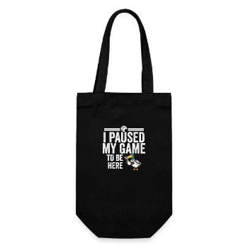 Ich habe mein Spiel pausiert, um hier zu sein Lustiges Gamer-Geschenk - Geschenkbeutel für Flaschen - Schwarz - Vorne