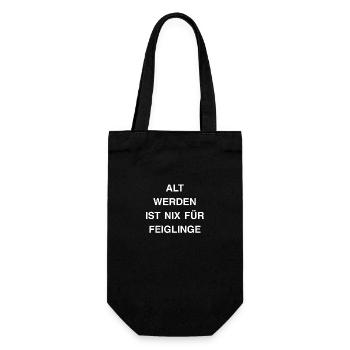 Alt Werden ist nix für Feiglinge Geburstag Senior - Geschenkbeutel für Flaschen - Schwarz - Vorne