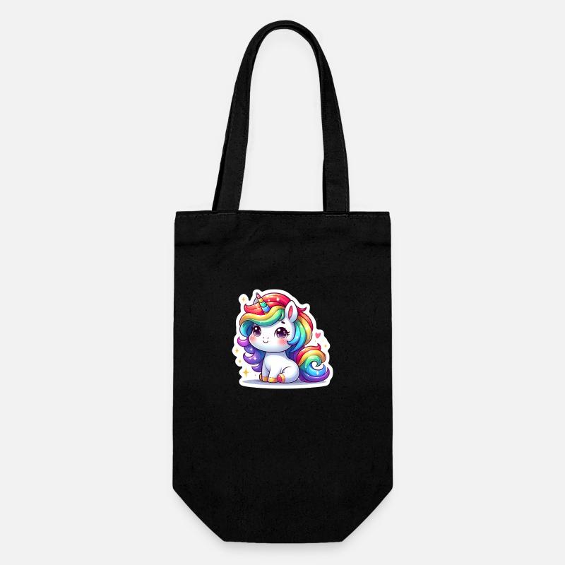 Regenbogen-Einhorn - Geschenkbeutel für Flaschen - Schwarz