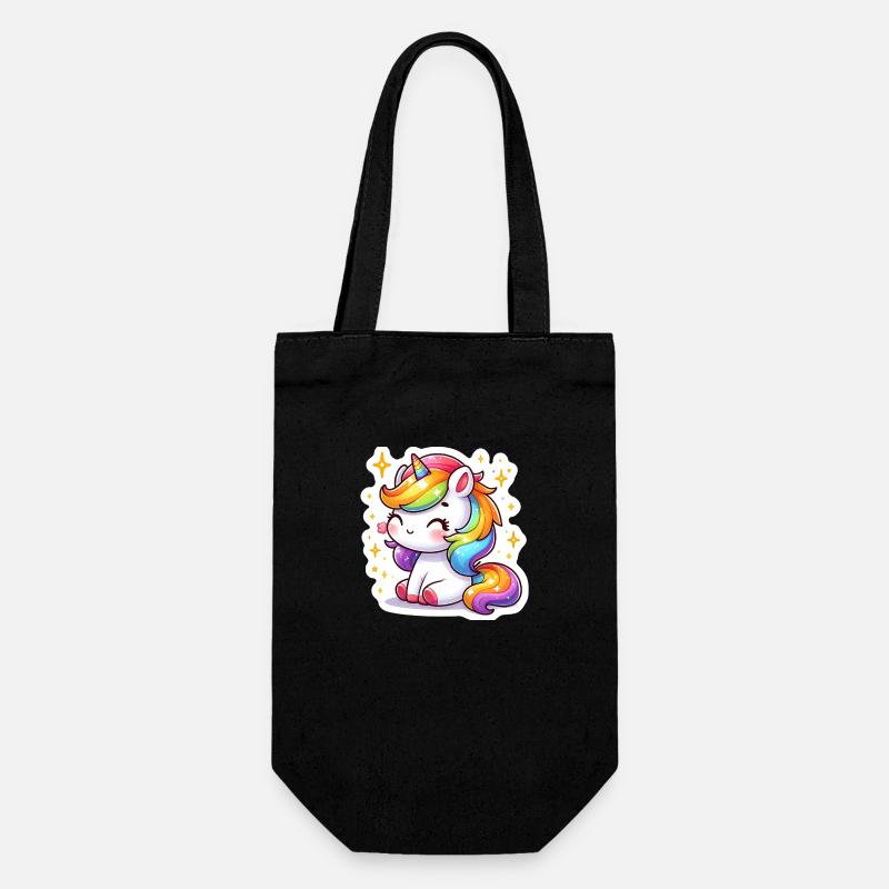 Regenbogen-Einhorn - Geschenkbeutel für Flaschen - Schwarz