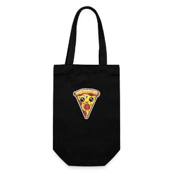 Pizzastück Pizzeria - Geschenkbeutel für Flaschen - Schwarz - Vorne