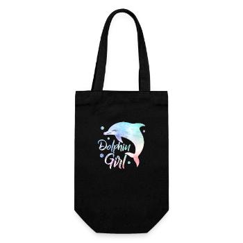 Dolphin Girl Beach Vacation Marine Biology - Geschenkbeutel für Flaschen - Schwarz - Vorne
