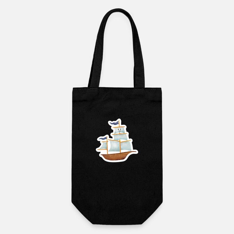 Segelschiff - Geschenkbeutel für Flaschen - Schwarz