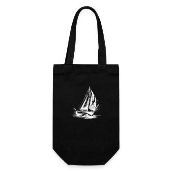 Elegants Segelboot unter Segel Splash Wellengang - Geschenkbeutel für Flaschen - Schwarz - Vorne