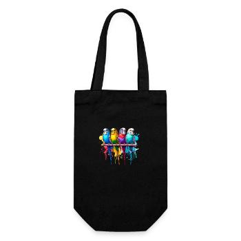 Perruches colorées - Sac à bouteille - noir - Devant